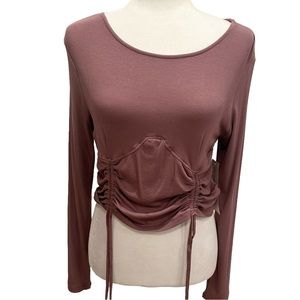 NWT Madden Girl Mauve Drawstring Long Sleeve Crop Top Size XL